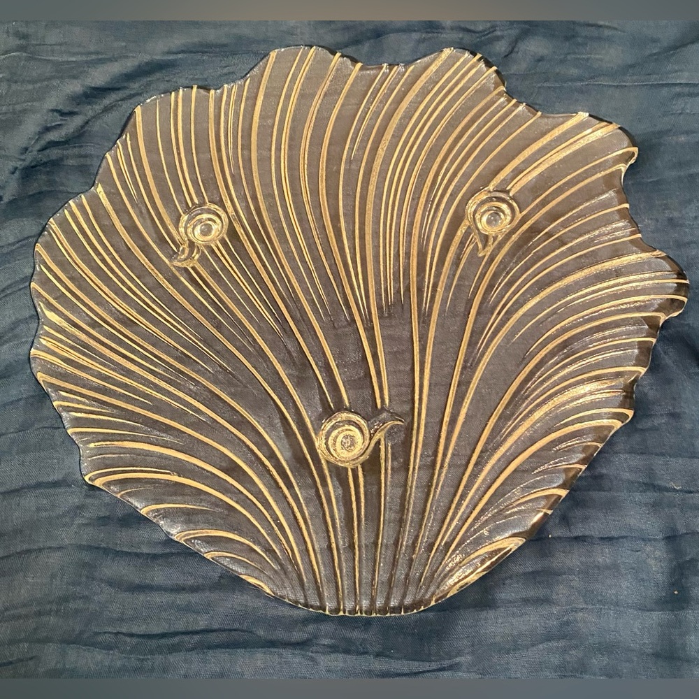 Vintage Mikasa Crystal Seascape Glass Footed Cake Plate